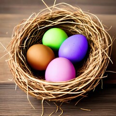 Naklejka na ściany i meble colourful easter eggs in basket 