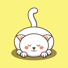 adorable cat sleeping cute cartoon vector animal illustration, kawaii animal