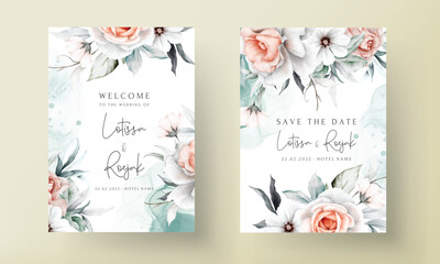 beautiful wedding invitation with watercolor flower