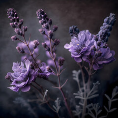 Blossoming Lavender flowers background.Ai generation