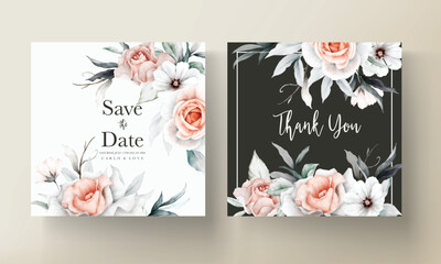 beautiful wedding invitation with watercolor flower