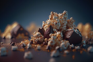 Obraz premium Chocolate popcorn created using AI Generative Technology