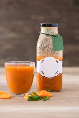 healthy squeezed carrot juice .