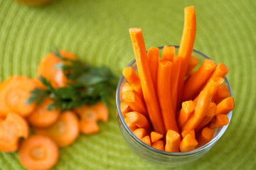 slices of carrots top view .