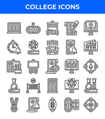 College line icon. Related to book, education, certificate, class, building, school, baseball, volleyball. Editable stroke. Vector illustration