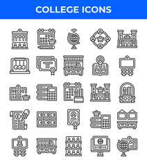 College line icon. Related to book, education, certificate, class, building, school. Editable stroke. Vector illustration