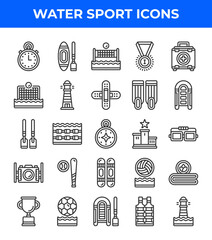 Water sport line icon. Related to canoe, medal, lighthouse, clock, boat. Editable stroke. Vector illustration