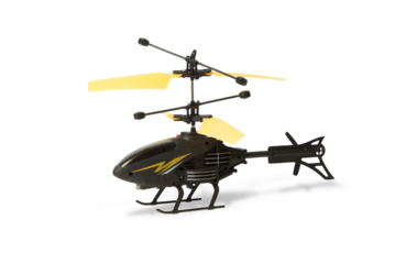 Radio controlled helicopter on white background