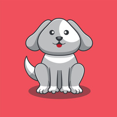 dog sitdown cute cartoon vector illustration, kawaii animal