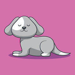 dog sleeping cute cartoon vector illustration, kawaii animal