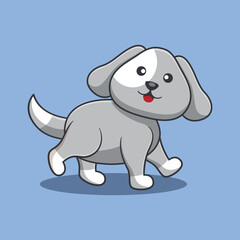 dog walk adorable cute cartoon vector illustration, kawaii animal