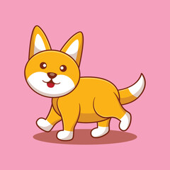 dog walk adorable cute cartoon vector illustration, kawaii animal