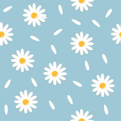 daisy seamless pattern, chamomile seamless patter, seamless pattern, illustration, flowers, gentle seamless flower pattern, soft flower seamless pattern,