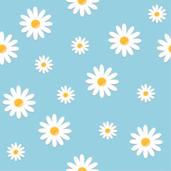 daisy seamless pattern, chamomile seamless patter, seamless pattern, illustration, flowers, gentle seamless flower pattern, soft flower seamless pattern,