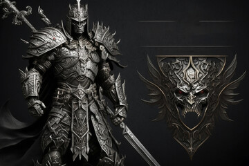 Fantasy Warrior | featuring a fierce warrior standing and isolated, and his eyes glint with determination as he prepares to face the coming onslaught of dark forces. detailed armor, weapon. Ai
