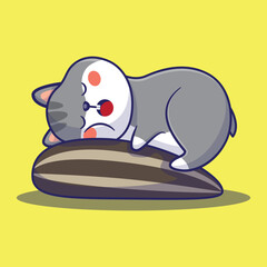 hamster sleeping hug sunflower seed cute cartoon vector illustration, kawaii animal