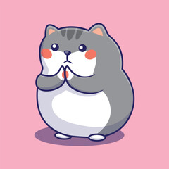 hamster sad cute cartoon vector illustration, kawaii animal