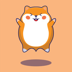 hamster jumping cute cartoon vector illustration, kawaii animal