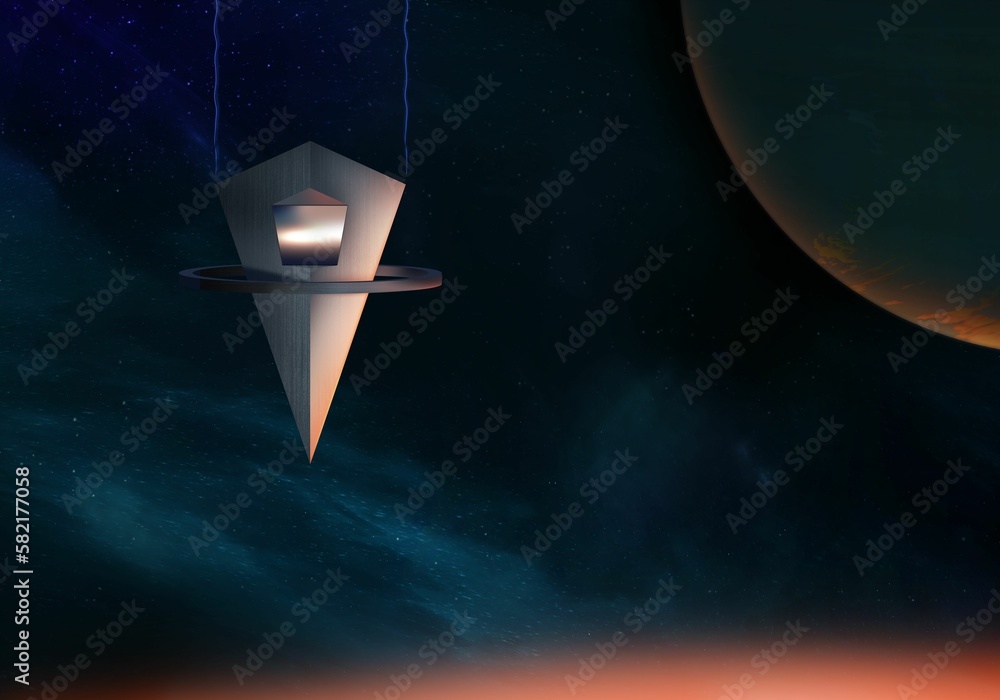 Aufkleber 3d rendering of a modern spaceship mission in outer space showing the beauty of space exploration