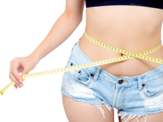 Asian woman diet and slim with measuring waist for weight, girl have cellulite and calories loss with tape measure, health and wellness concept.