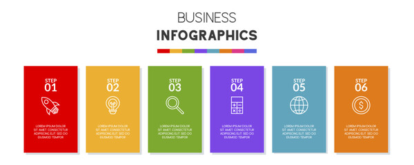 Infographics design template and icons with 6 options or 6 steps