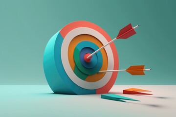 Two arrows hit a multi-colored target