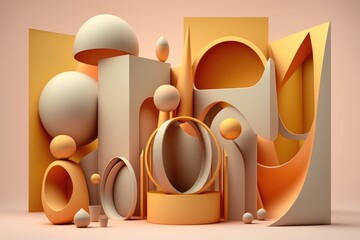 Orange scene from abstract geometric shapes