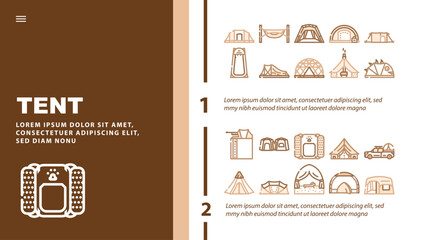 tent equipment tourism landing header vector © sevector