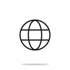 Vector flat icon. Globe or the Internet is a simple black figure. Minimalist style. Suitable for your design on social media and more.