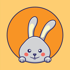 Obraz premium adorable bunny rabbit in a circle cute cartoon vector animal illustration, kawaii animal