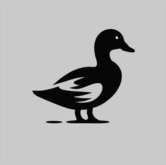 silhouette duck logo isolated on gray. Simple vector icon illustration. duck animal design element.