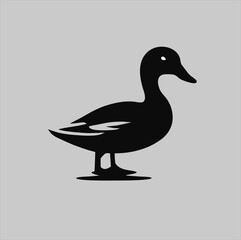 silhouette duck logo isolated on gray. Simple vector icon illustration. duck animal design element.