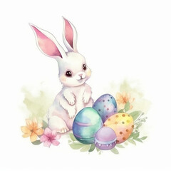 Bunny with eggs for easter