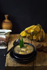 Banana and green bean compote, Indonesian food. Often served during the month of Ramadan.