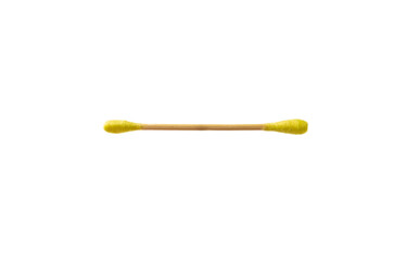 Cotton buds isolated on white background.Eco-friendly materials. Wooden, cotton swabs on a white background.Bamboo swabs.