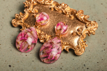 Handmade resin earrings, jewelry for women.