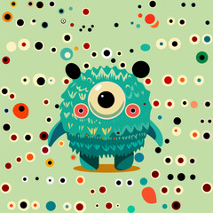 Vector illustration cute and fantastic monster wall art