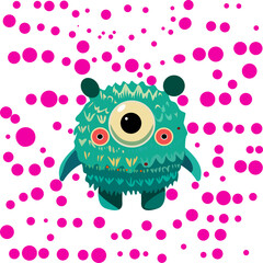Vector illustration cute and fantastic monster wall art