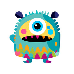 Vector illustration cute and fantastic monster wall art