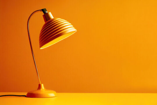 Vintage lamp on a yellow background. Generative AI