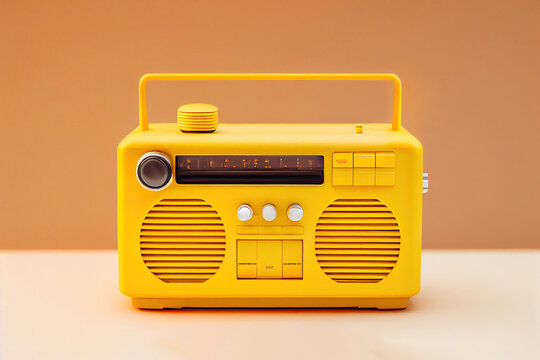 Old yellow radio. Generative AI