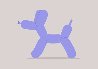 A purple balloon sculpted as a poodle dog shape