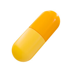 3d minimal yellow capsule. medicine, pill. 3d illustration.