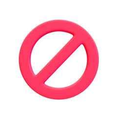 Fototapeta premium 3d minimal prohibited icon. stop sign. forbidden icon. 3d illustration.