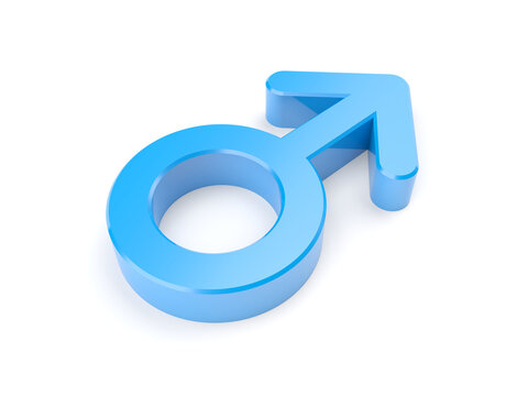 Male symbol isolated on white background. Gender symbol. 3d illustration.