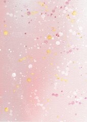 Soft pink watercolor texture with gold splashes, abstract background