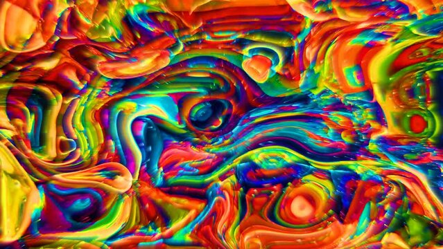 animated texture liquid background . abstract water rainbow color zigzag twist shiny liquid curve fluid pattern wavy motion 