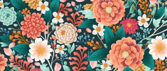 Behang Vivid Colors Floral Pattern © Fabien