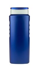 Navy blue plastic container with a silver lid on transparent background