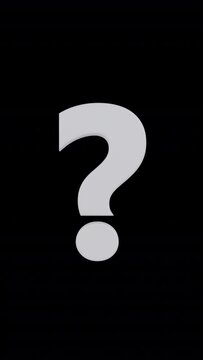 Rising White Question Mark Vertical Video Isolated on alpha background